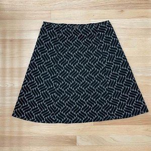 Renee C Modern A-Line Mini Skirt; Black & White geometrical pattern; Size L